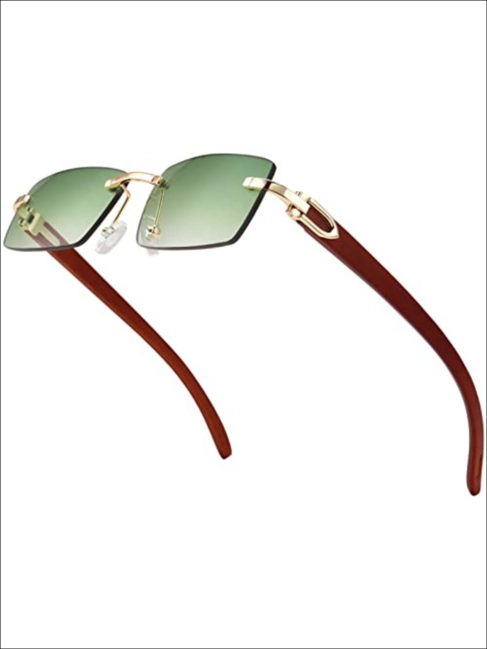 Rimless Rectangle Sunglasses Retro Metal Frame Designer Shades UV400